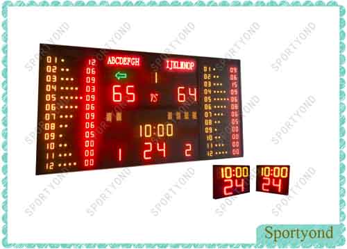 Basketball Gymnasium Digital Scoreboard and Shot Timer
