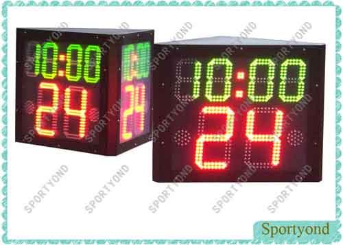 Three sided Basketball Shot Clock and Game Time Display